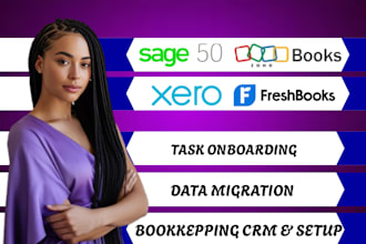 do data migration on sage 50 zoho book xero and freshbook and quickbook