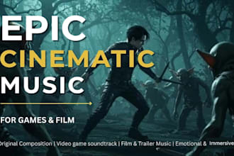 compose epic orchestral sci fi soundtrack music for video games and trailer