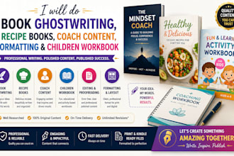 do book ghostwriting recipe coach content formatting children workbook editing