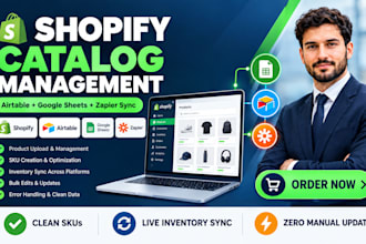 catalog management shopify airtable google sheets and zapier automation
