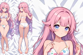 draw custom anime dakimakura body pillow art sfw nsfw oc vtuber husbando waifu