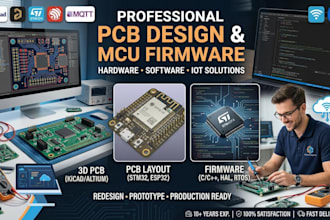 design pcb, develop mcu firmware, esp32 stm32 iot dcs redesign