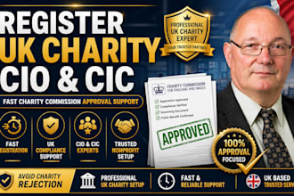 register UK charity uk cio uk cic with uk charity commission approval fast