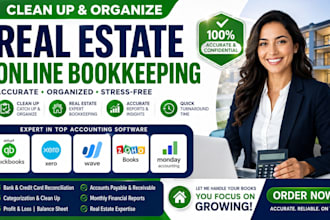 do clean up, real estate online bookeeping, quickbooks, xero, wave, zoho books