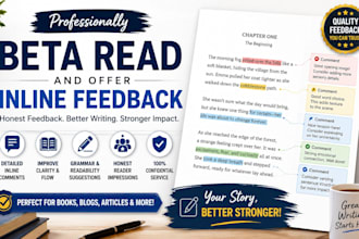 professionally double beta read and offer inline feedback