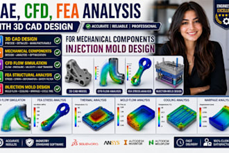 cae cfd fea analysis with 3d cad design for mechanical components injection mold