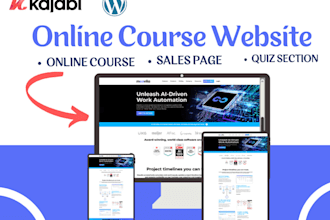 build your online course website, upload course modules, and set up automations