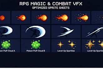 design hand drawn rpg pixel art vfx and combat animations