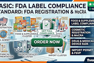 do fda registration, US agent, and fda label review for food, drug, and cosmetic
