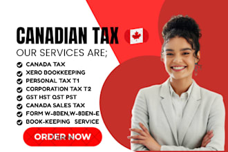 handle canadian tax and xero bookkeeping  t1 t2 gst hst