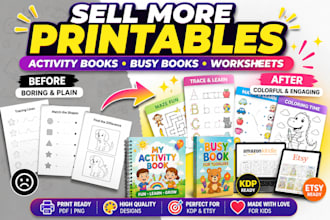 design printable kids cover coloring books activity ebook busy book pages