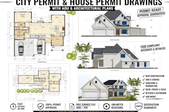 create city permit and house permit drawings with adu and architectural plans