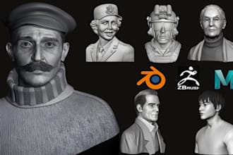 sculpt realistic 3d head bust portrait 3d face model sculpture stl 3d printing