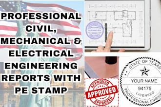 us civil, mechanical and electrical engineering reports with pe stamp