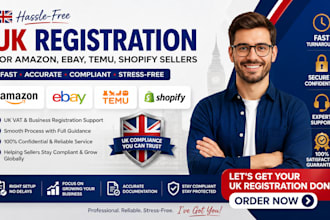 do uk registration for amazon, ebay, temu, shopify sellers