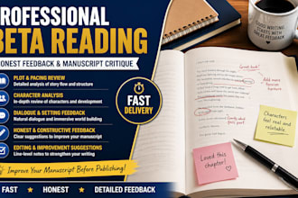 beta reading manuscript for detailed feedback and story improvement