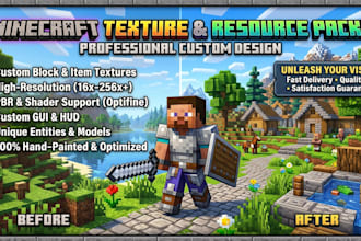 craft custom minecraft texture pack, resource pack, for bedrock, java