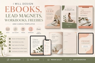 design ebook, lead magnet, workbook, freebie and canva template