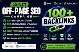 do off page website SEO, GEO, aeo optimization for shopify, wordpress and wix
