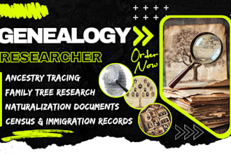 do ancestry, family tree and genealogy research in USA, UK, italy, and germany