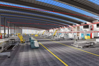 render 2d 3d factory layout, storage, warehouse design and industrial facility