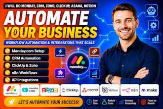 monday com monday crm zoho clickup asana notion automation n8n make integration