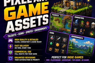 create custom pixel art game assets tile sets icons and environments