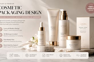 design luxury cosmetic products, skincare packaging and beauty brand mockups