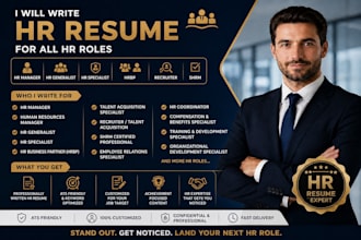 write HR resume for HR manager, hrbp, recruiter and HR specialist