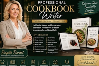 design a professional cookbook with recipes, and formatting