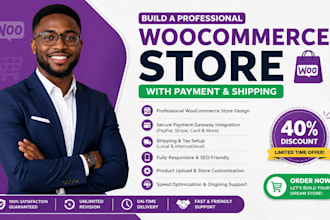 build a professional woocommerce store with payment and shipping  website
