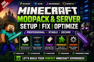 create, fix and optimize modpack minecraft, sever setup, paper, fabric to forge