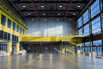 make 3d industrial factory, plant layout, warehouse and farm render, facility
