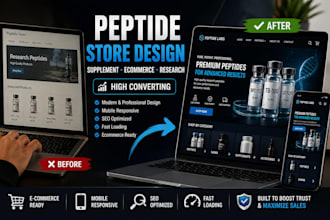 build peptide store supplement website and research peptide ecommerce