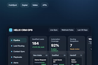 build CRM automation, lead routing with hubspot zapier make