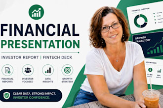 financial presentation slides, investor report, fintech startup deck design