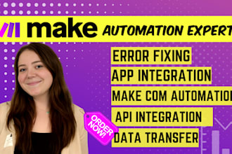 setup make com automation, fix make com scenario, API integration, ai workflow