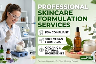 create fda compliant skincare product formulations, vegan and organic products
