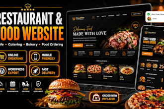 design restaurant website, cafe website, food website and catering website