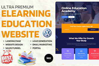 build elearning education website online course  wordpress university website