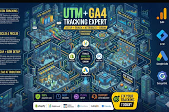 setup utm tracking, ga4, GTM, gclid and conversion tracking for ghl shopify