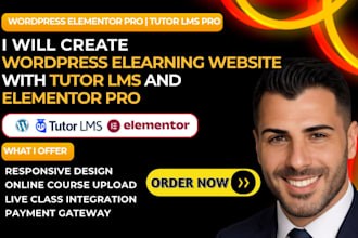 create wordpress elementor elearning website setup tutor lms for lms website