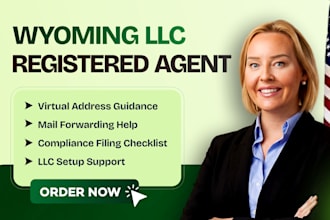 assist with wyoming registered agent and non US llc business address setup