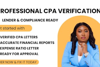provide CPA verification, expense ratio letter and audit report
