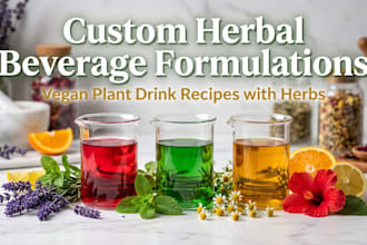 create custom herbal beverage formulations, vegan plant drink recipes with herbs