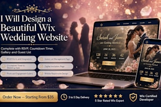 design beautiful wix wedding website with rsvp,countdown,gallery and guest list