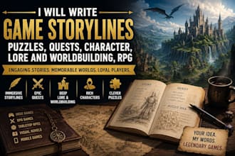write game storylines, puzzles, quests, character, lore and worldbuilding, rpg
