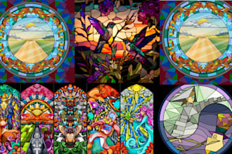 design stained glass art mosaic logo illustration character art commission style