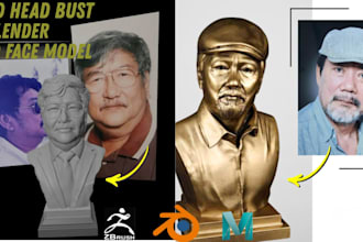 convert 2d to 3d head bust statue face model 3d model portrait stl 3d printing
