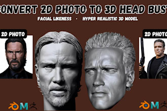 convert 2d photo to realistic 3d head model face sculpt printable 3d head bust